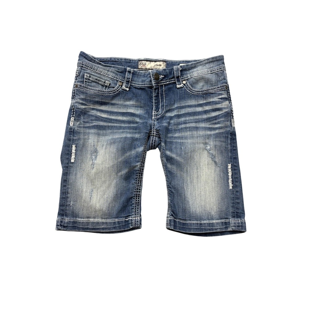 BKE Women’s Denim Bermuda Shorts - Faded Blue